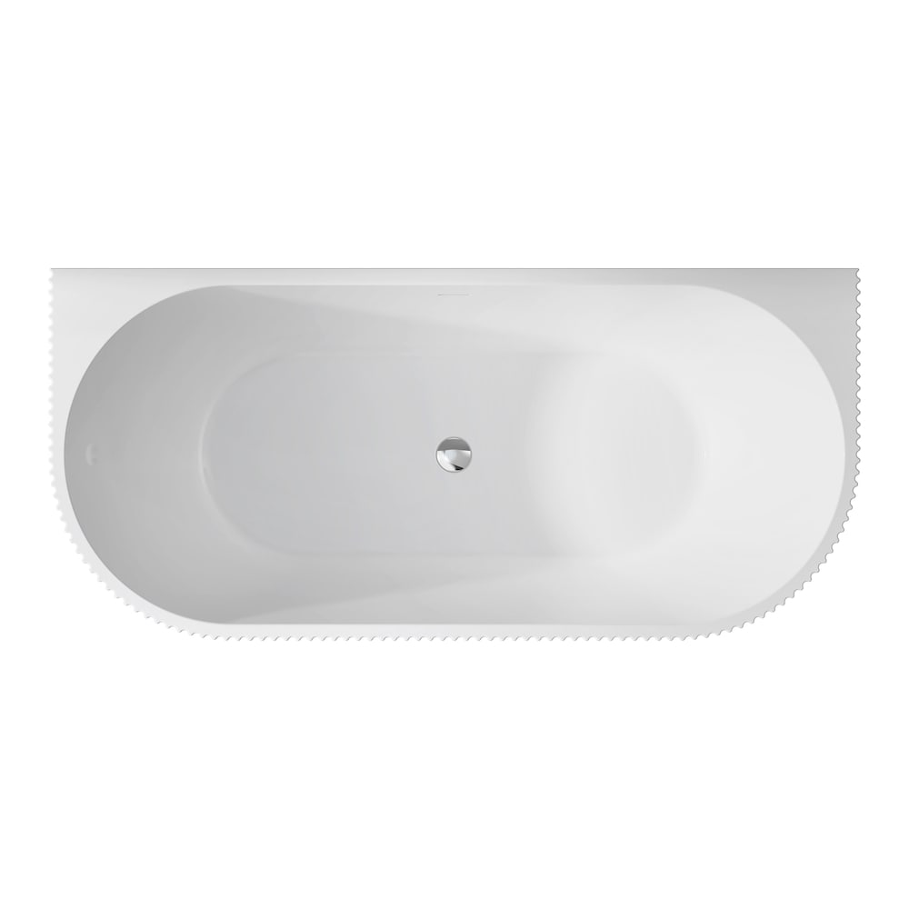 Baignoire autoportante ovale cannelée Sao Paulo de 5 pieds avec drain central en blanc