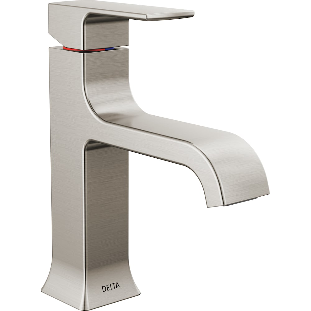 Robinet de salle de bain monotrou à poignée unique Velum avec bec courbé en acier inoxydable