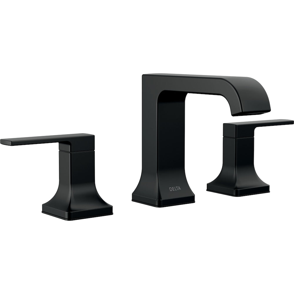 Velum 8 in. Widespread Two-Handle Bathroom Faucet Curved Spout in Matte Black