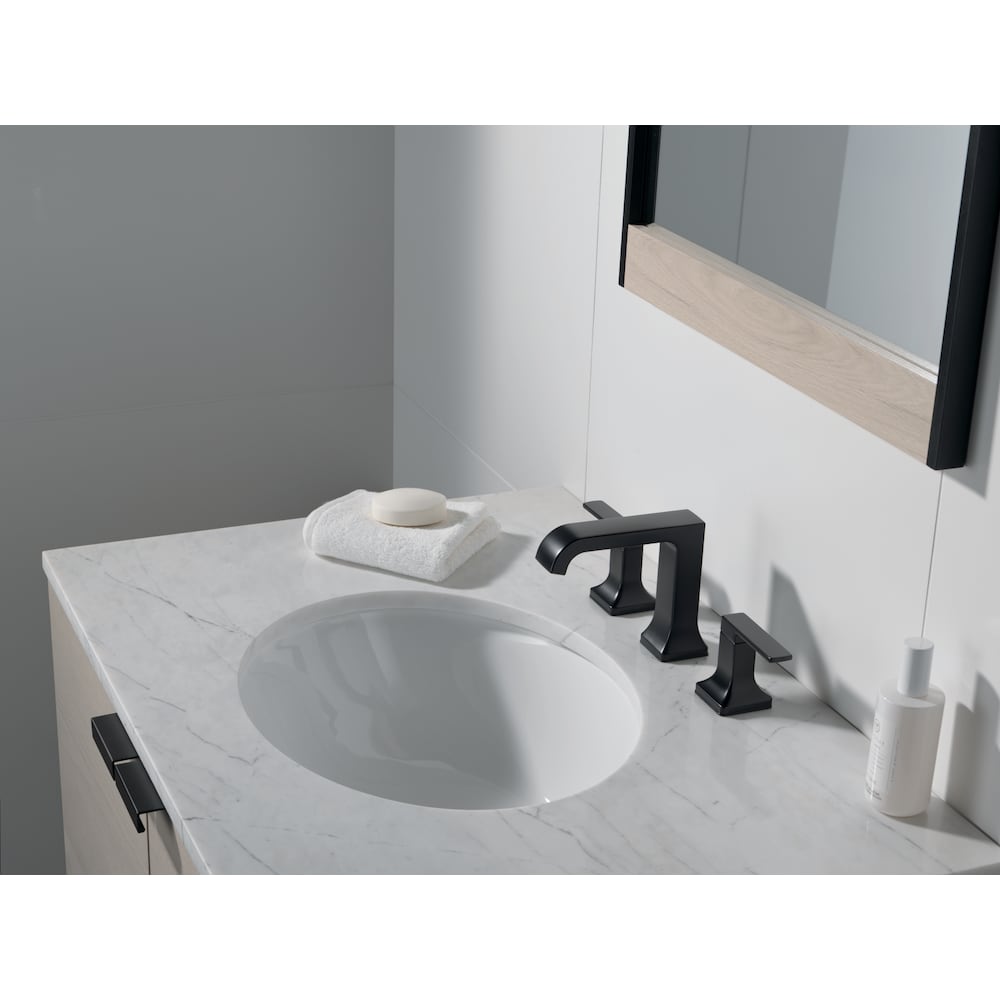 Velum 8 in. Widespread Two-Handle Bathroom Faucet Curved Spout in Matte Black