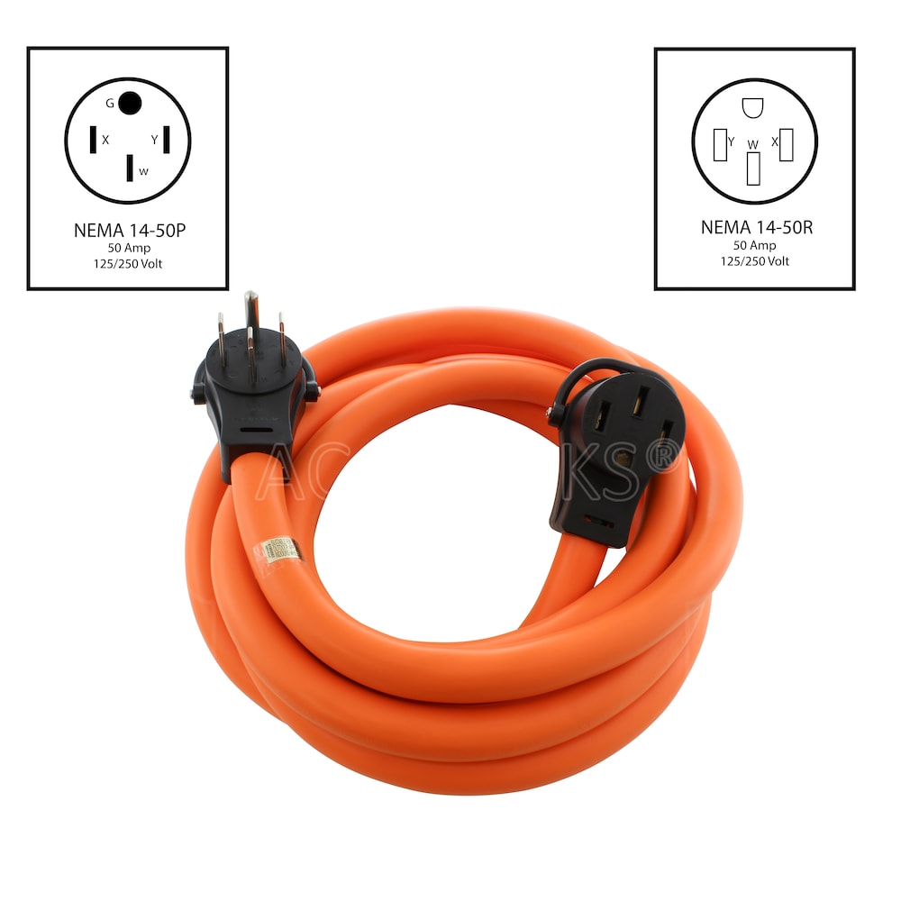 50ft RV/ EV/ Generator 50A 125/250V NEMA 14-50 Power Cord With Handles