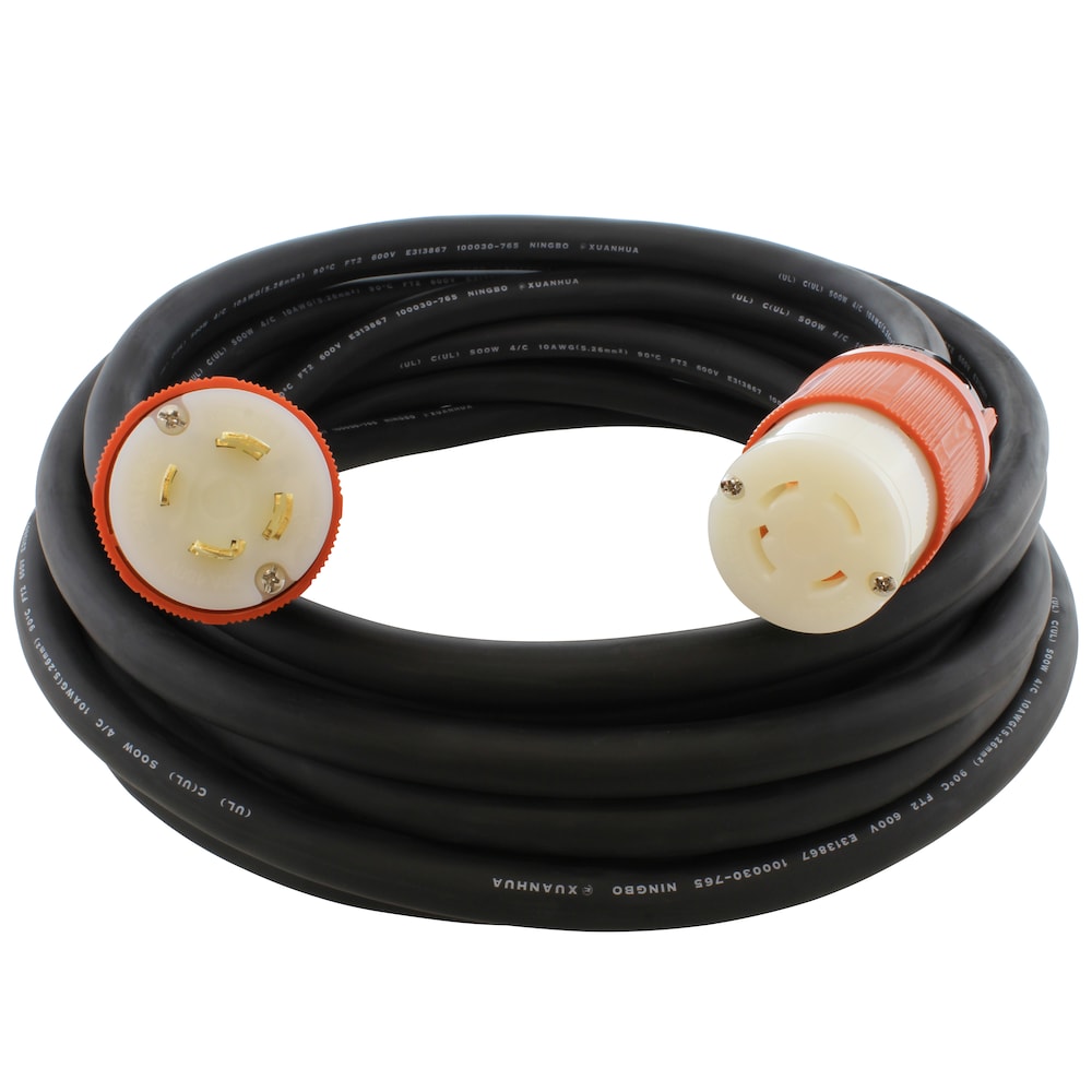 50ft SOOW 10/4 NEMA L16-30 30A 3-Phase 480V Industrial Rubber Extension Cord
