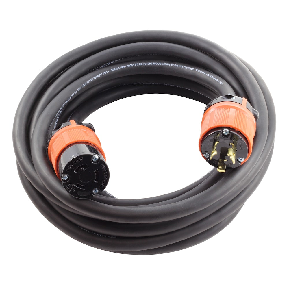 75ft SOOW 12/3 NEMA L6-20 20A 250V Rubber Extension Cord