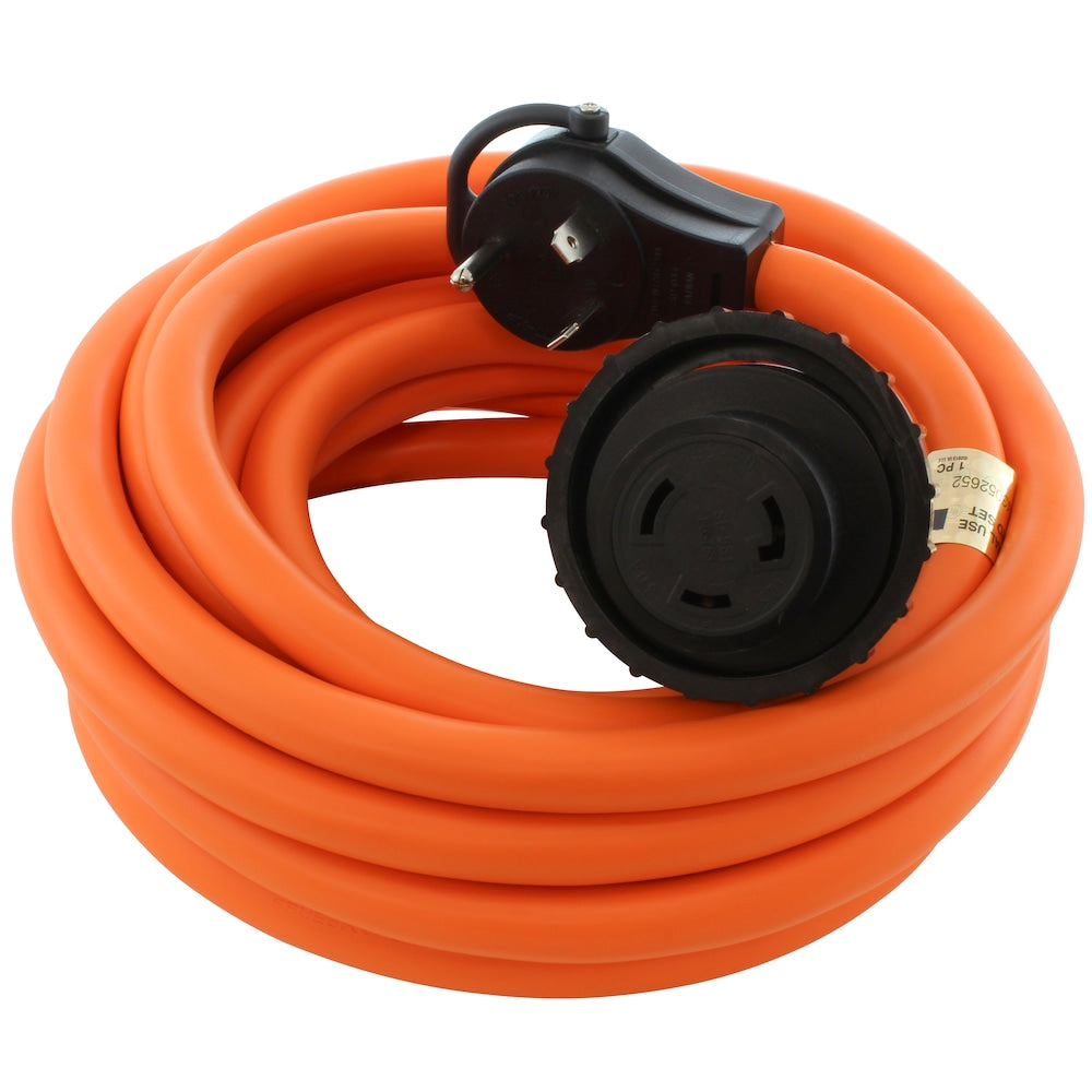 50ft RV 30A TT-30P Plug to 30A L5-30R RV/Marine Detachable Power Supply Cord