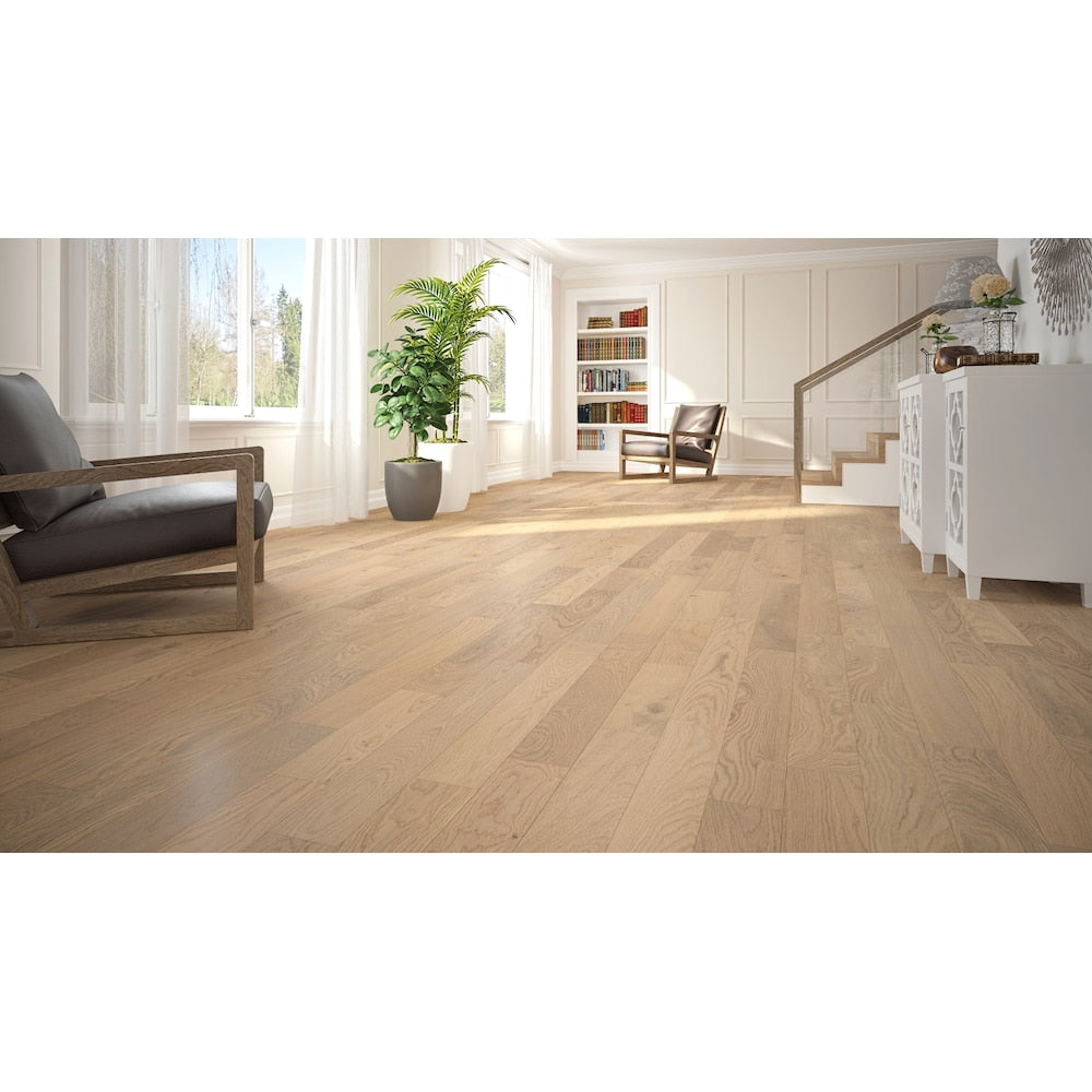 Plancher de bois franc d'ingénierie emboîtable en chêne européen Laurentian, brun clair, aléatoire, L x 5 po l x 12 mm (13,23 pi2/caisse)