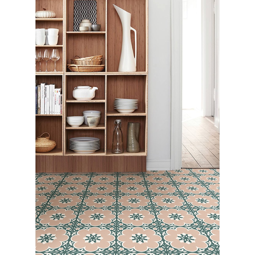 Ensemble de 20 carreaux de sol en vinyle Pink Daphne de 12 po x 12 po (1 pi2/chacun)