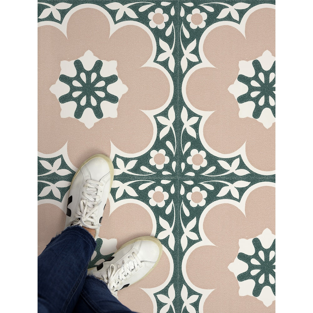 Ensemble de 20 carreaux de sol en vinyle Pink Daphne de 12 po x 12 po (1 pi2/chacun)