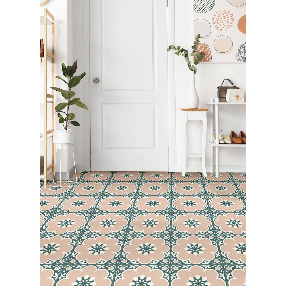 Ensemble de 20 carreaux de sol en vinyle Pink Daphne de 12 po x 12 po (1 pi2/chacun)