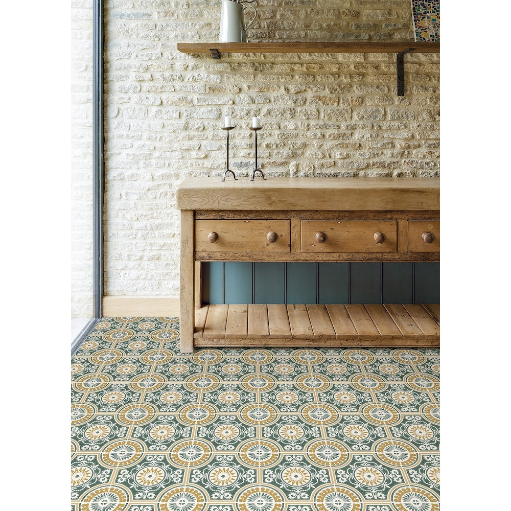 Ensemble de 20 carreaux de vinyle jaune Ezra de 12 po x 12 po (1 pi2/chacun)
