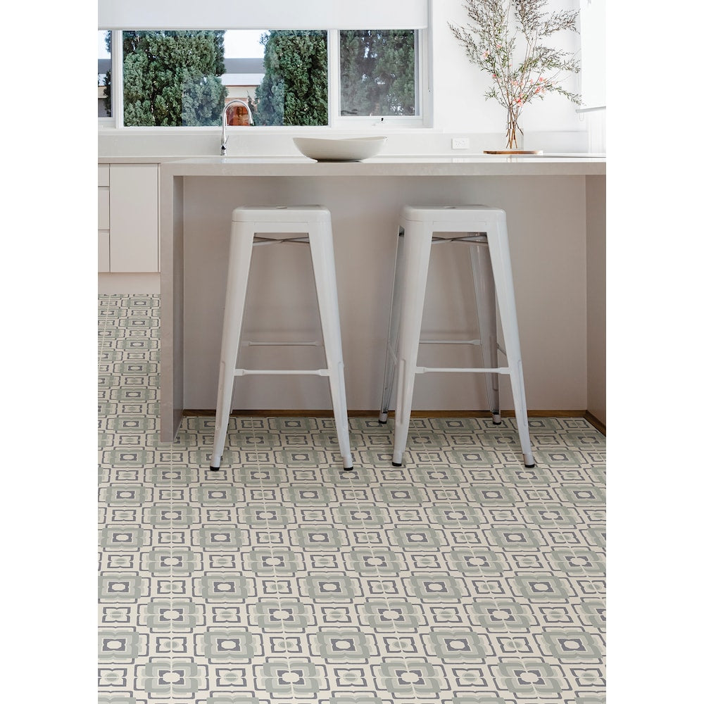 Ensemble de 20 carreaux de sol en vinyle Teal Posey de 12 po x 12 po (1 pi2/chacun)