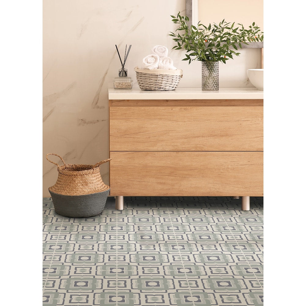 Teal Posey 12-in x 12-in Vinyl Tile Flooring Set of 20 (1 sq. ft./each)