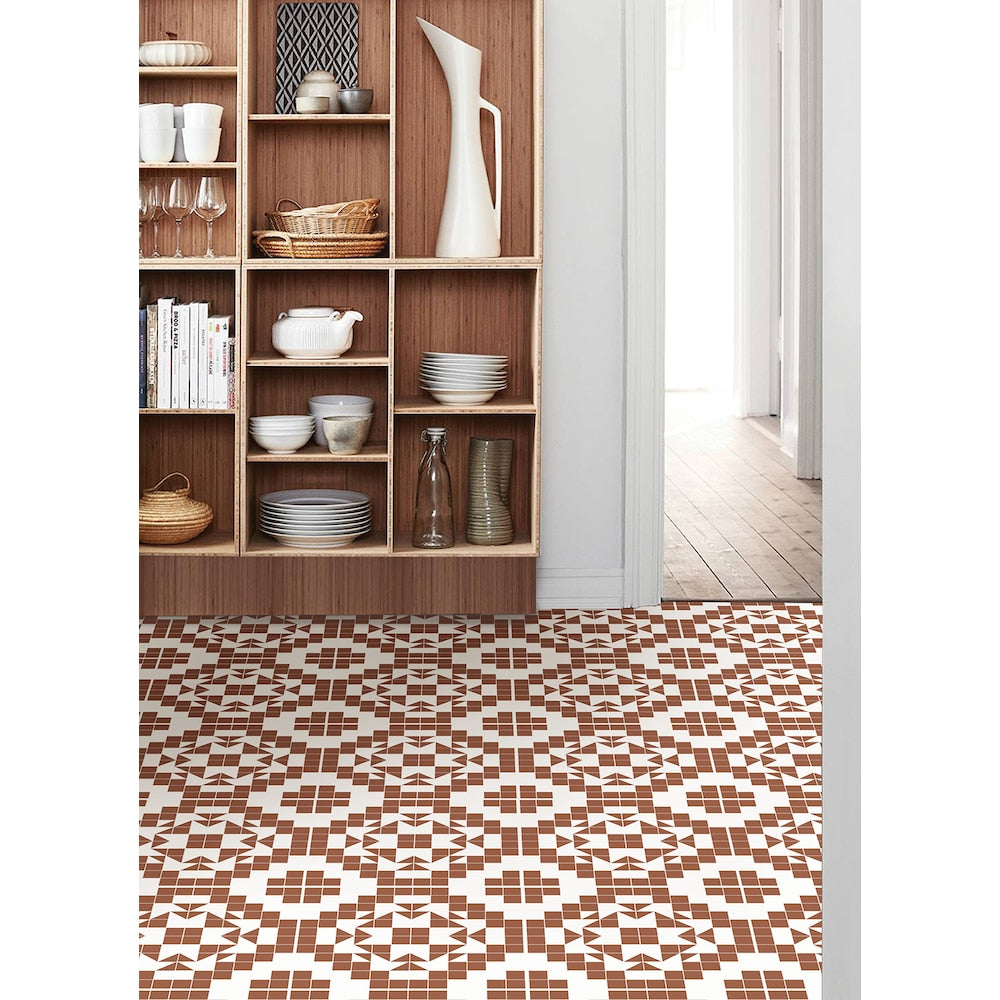 Ensemble de 20 carreaux de sol en vinyle Terracotta Matias de 12 po x 12 po (1 pi2/chacun)