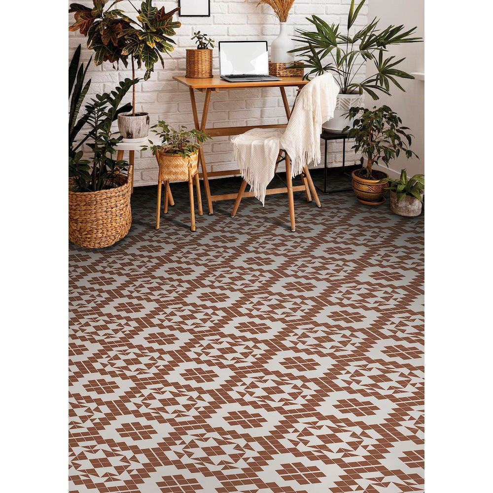 Ensemble de 20 carreaux de sol en vinyle Terracotta Matias de 12 po x 12 po (1 pi2/chacun)