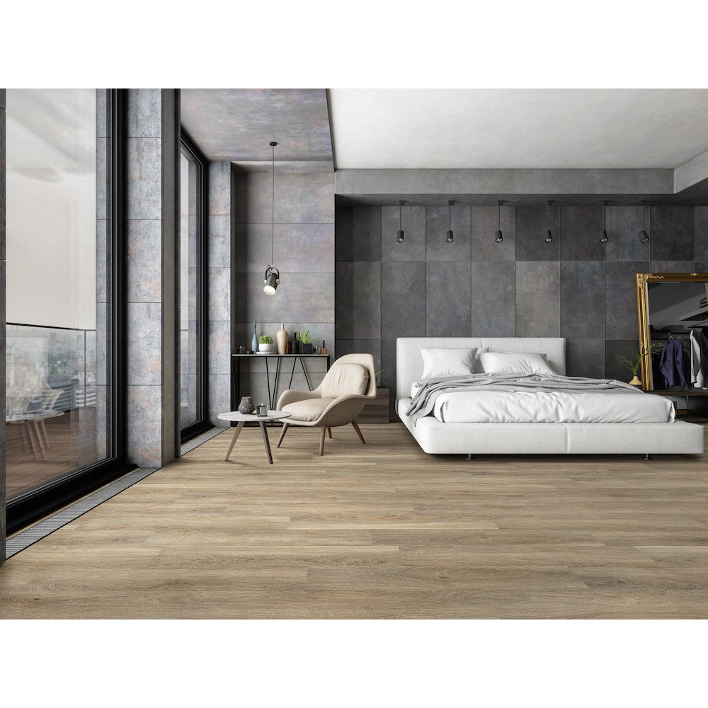 Plancher de vinyle de luxe imperméable à encliquetage Skyland Oak de 6 po de largeur x 48 po de longueur (21,95 pi2/caisse)