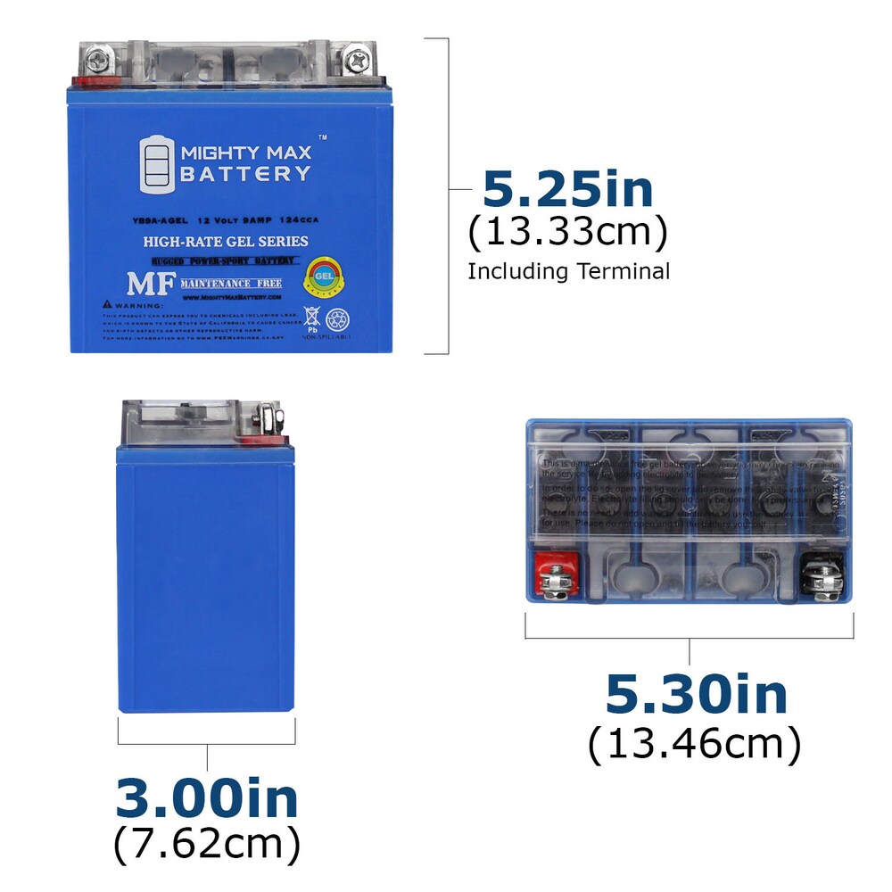 YB9A-AGEL - Batterie de moto rechargeable SLA AGM 12 volts 9 AH, type GEL, 130 CCA