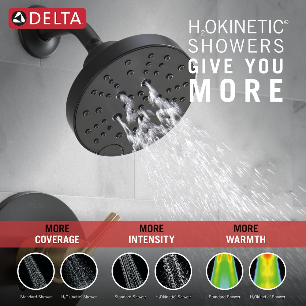 Robinet de douche à poignée unique Nicoli à 5 réglages avec technologie H2OKinetic en noir mat/bronze champagne (robinet inclus)