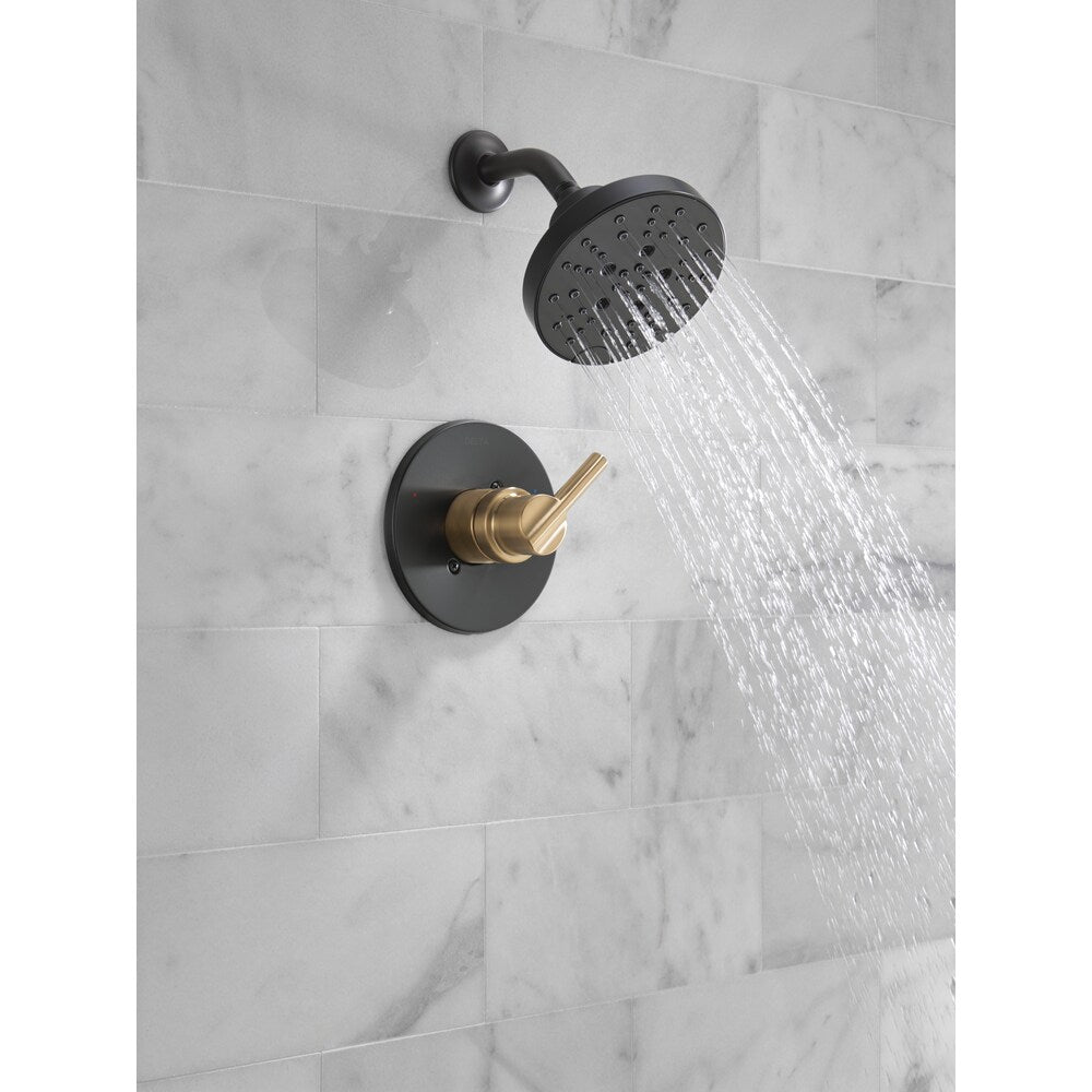 Robinet de douche à poignée unique Nicoli à 5 réglages avec technologie H2OKinetic en noir mat/bronze champagne (robinet inclus)