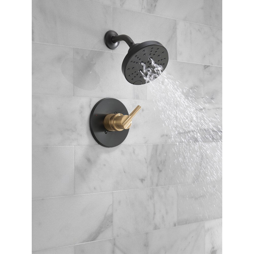 Robinet de douche à poignée unique Nicoli à 5 réglages avec technologie H2OKinetic en noir mat/bronze champagne (robinet inclus)