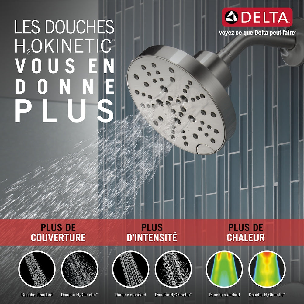 Robinet de douche à poignée unique Nicoli à 5 réglages avec technologie H2OKinetic en acier inoxydable (robinet inclus)