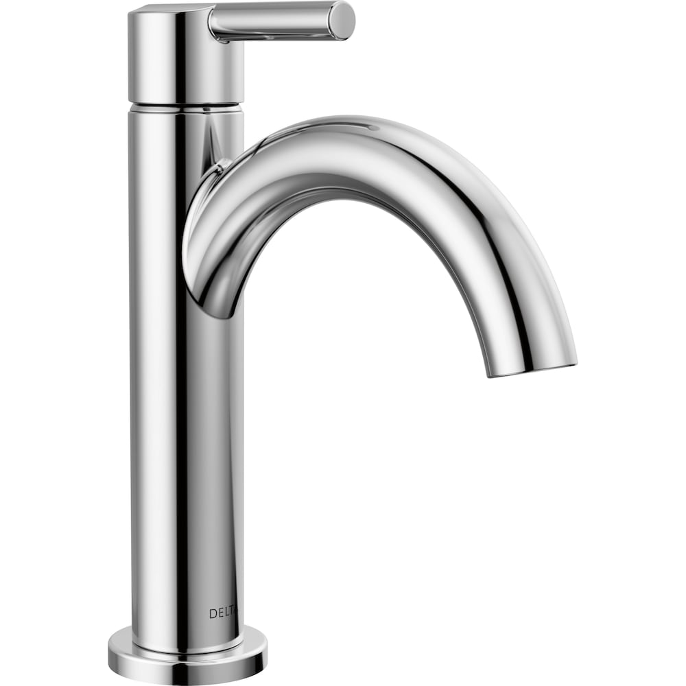Robinet de salle de bain monotrou à poignée unique et bec en J de Nicoli en chrome