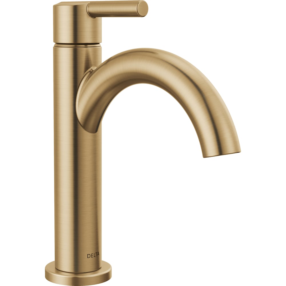 Robinet de salle de bain monotrou à bec en J Nicoli à poignée unique en bronze champagne