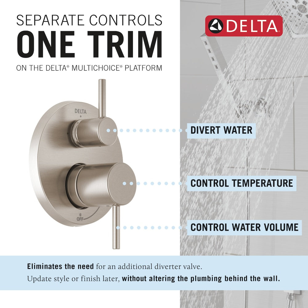 Modern Shower Kit 2-Handle 1-Spray Round 10-Inch Raincan Wall Mount Fixed and Handheld Shower Head 1.75 GPM in SpotShield Brushed Nickel (Rougn-in Valve Included)