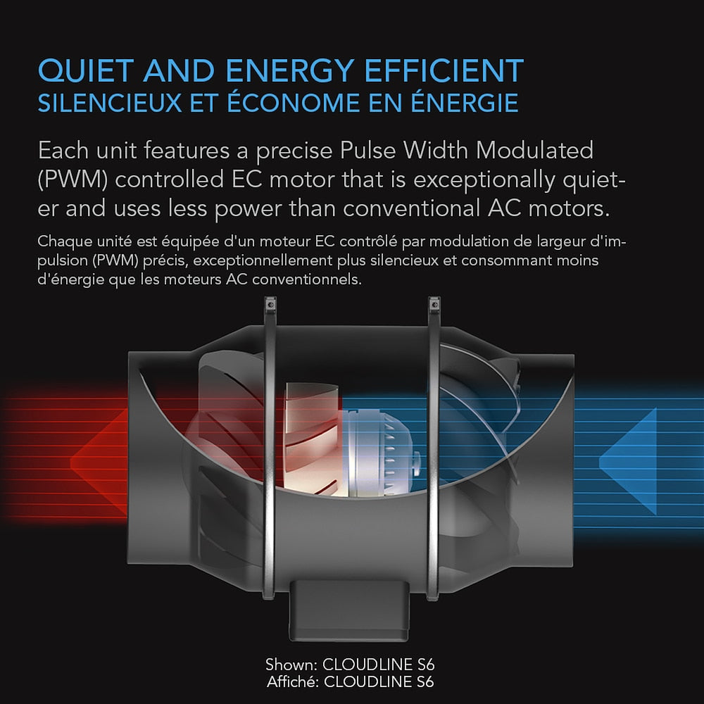 AI-CLS8 Cloudline Pro S8, quiet inline duct fan system with speed controller, 8-inch