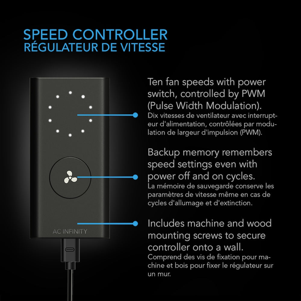 AI-CLS10 Cloudline Pro S10, système de ventilation en ligne silencieux avec régulateur de vitesse, 10 pouces