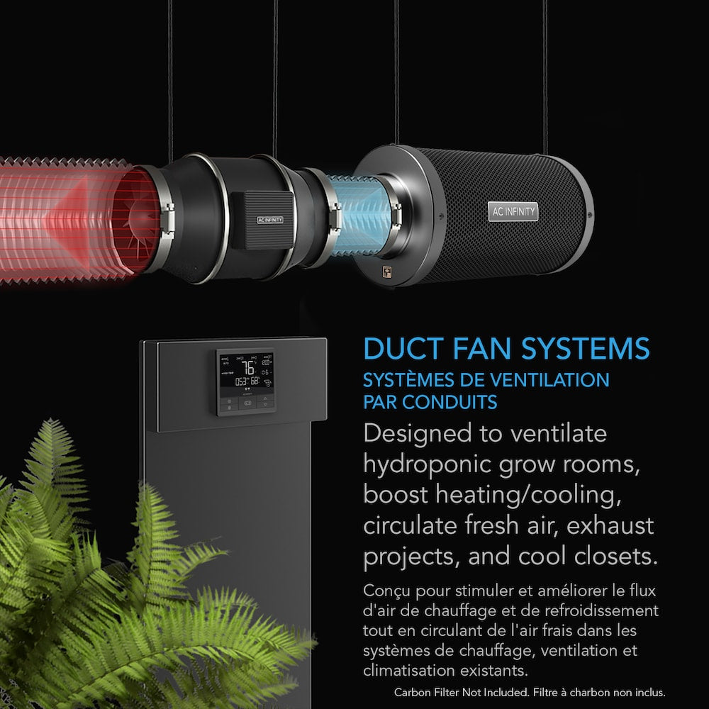 AI-CLT10 Cloudline Pro T10, quiet inline duct fan system w/ temperature humidity VPD controller, 10"