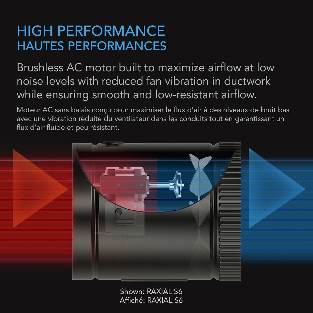 Raxial S6, inline booster duct fan with speed controller, 6-inch