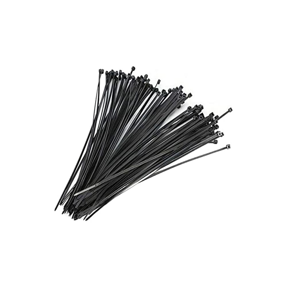 Lot de 100 serre-câbles de 8 po - Serre-câbles zippés noirs en nylon/plastique de taille moyenne