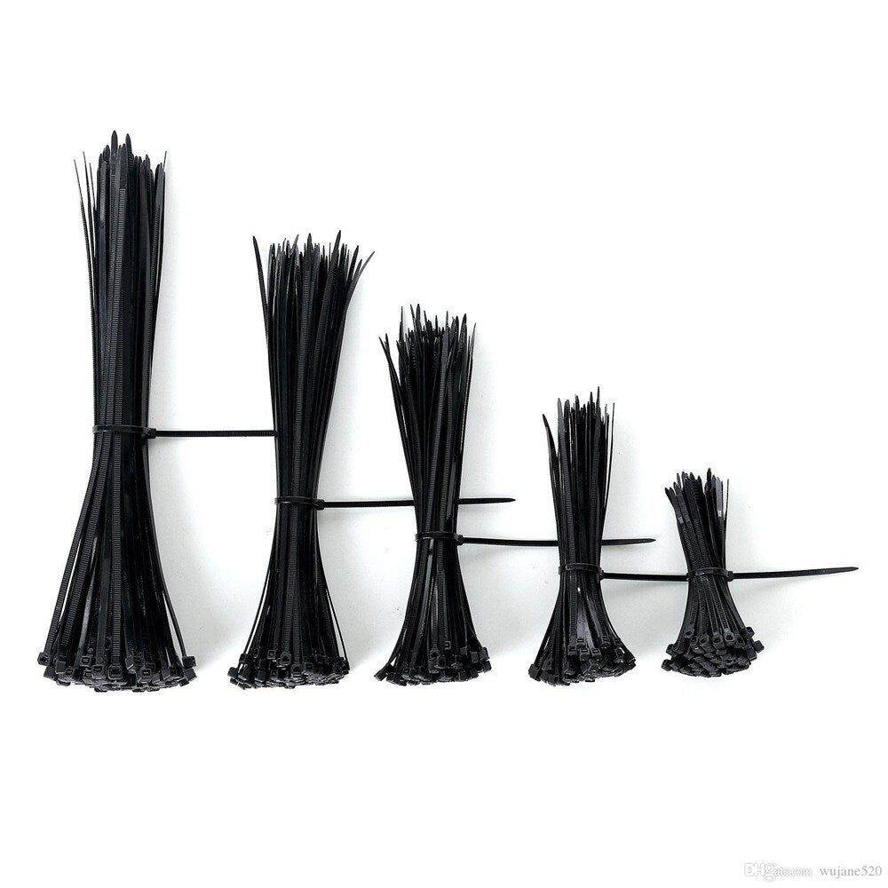 Lot de 100 serre-câbles de 10 po - Serre-câbles zippés en nylon/plastique noir de taille moyenne