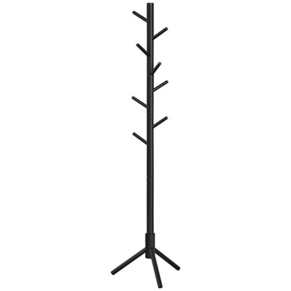 Adjustable Free-standing Coat Rack with 8 Hooks & 3 Height Options, Black