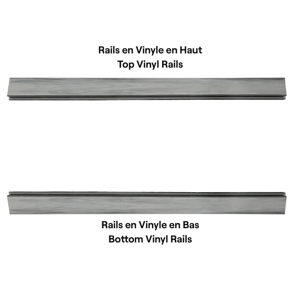 Ensemble de panneaux de clôture en vinyle à grain de bois de 6 pi x 6 pi, gris brumeux
