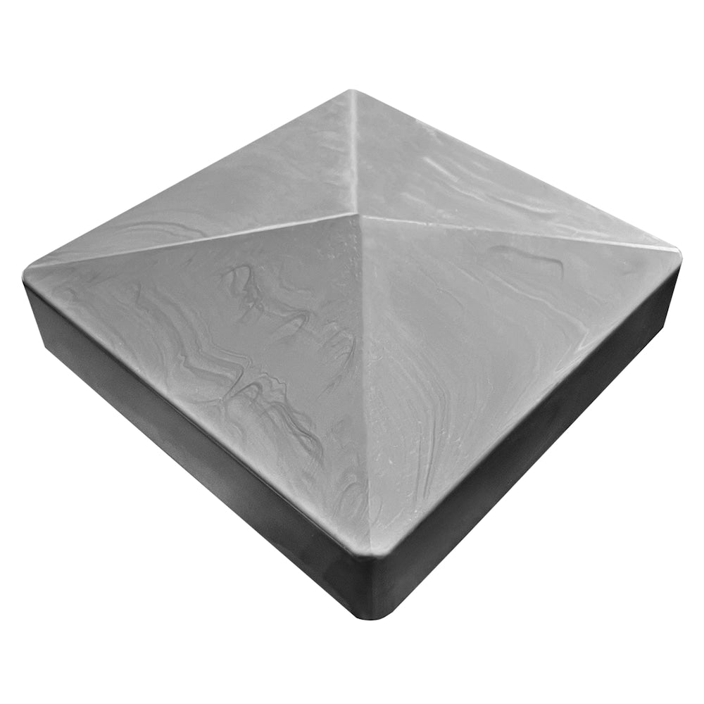 Poteau de clôture en vinyle à grain de bois avec insert en aluminium de 5 po x 5 po x 8 pi, gris brumeux