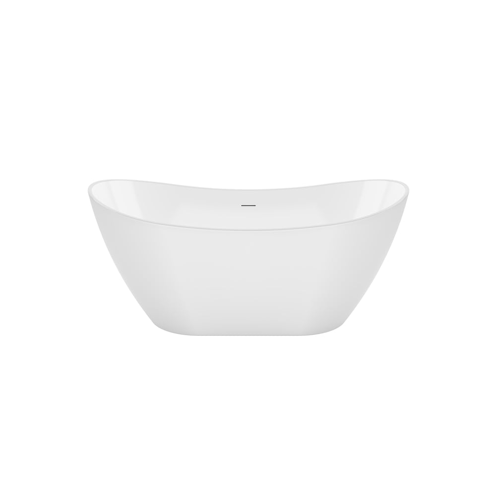 Baignoire autoportante ovale Mahaba de 60 po L x 28 5/8 po l x 26 3/8 po H en acrylique blanc avec drain central et profondeur de trempage de 15 1/8 po