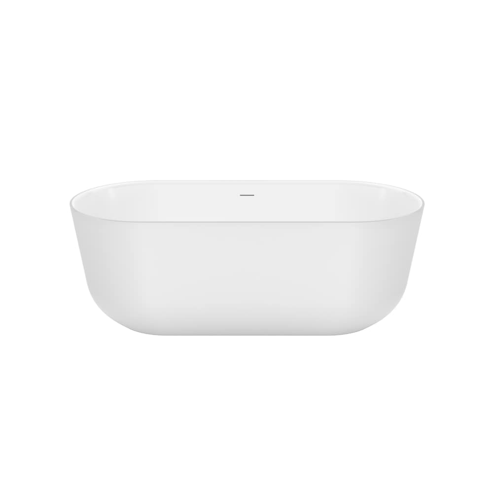 Baignoire autoportante ovale en acrylique Malindi de 66 7/8 po L x 30,25 po l x 23 5/8 po H, 1 pièce, avec drain central, de couleur blanche, avec profondeur de trempage de 15,5 po