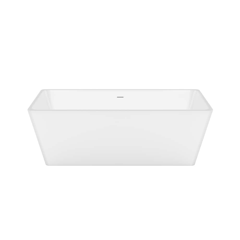 Baignoire autoportante rectangulaire en acrylique blanc Nakuru de 66 7/8 po L x 31,5 po l x 22 7/8 po H avec drain central et profondeur de trempage de 14,5 po
