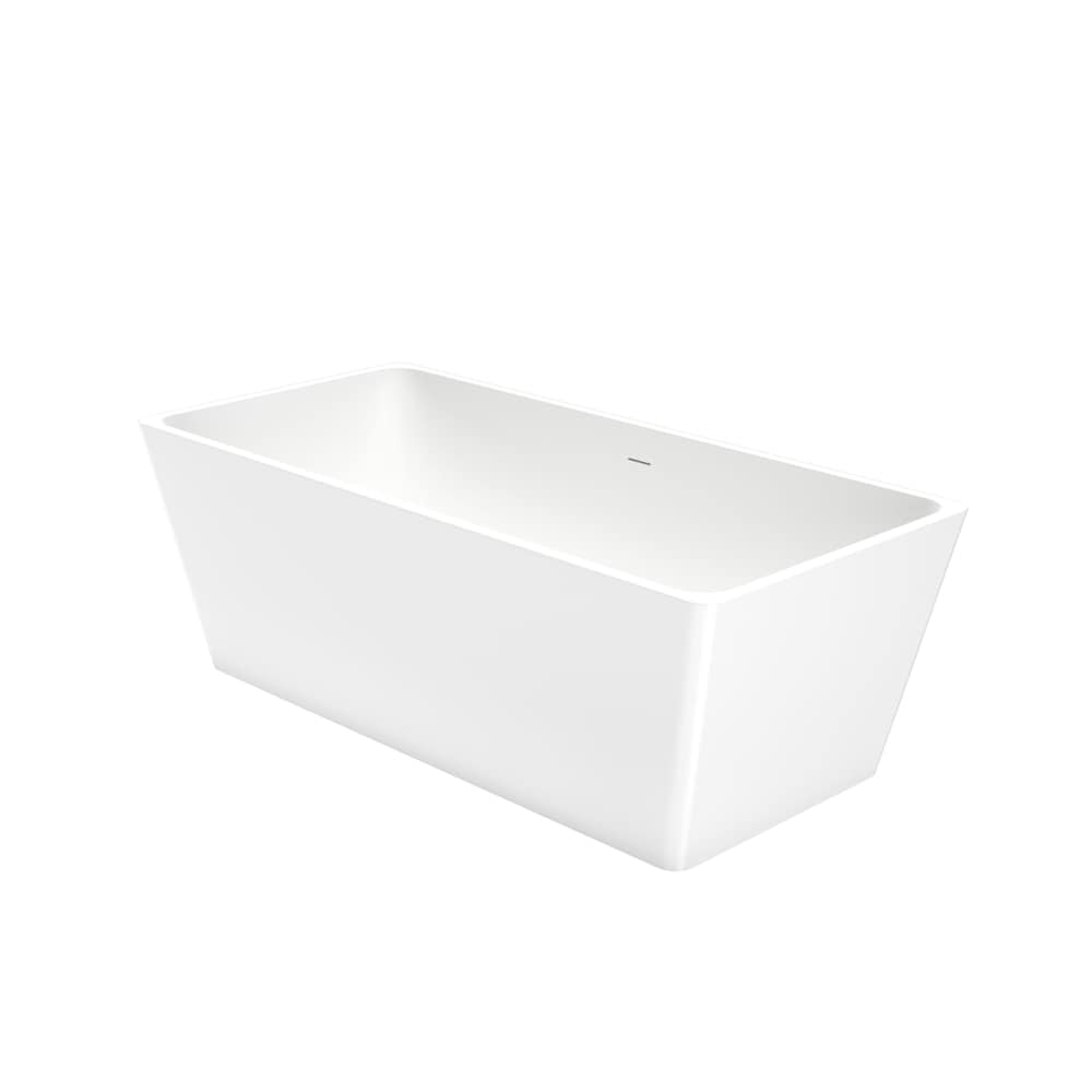 Baignoire autoportante rectangulaire en acrylique blanc Nakuru de 66 7/8 po L x 31,5 po l x 22 7/8 po H avec drain central et profondeur de trempage de 14,5 po