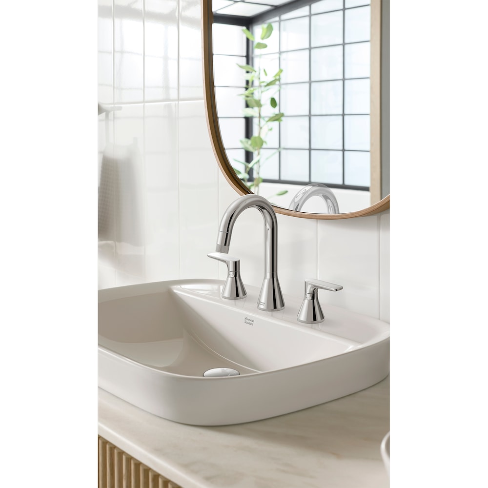 Robinet de salle de bain à deux poignées rétractables de 8 po avec poignées à levier en chrome poli Aspirations