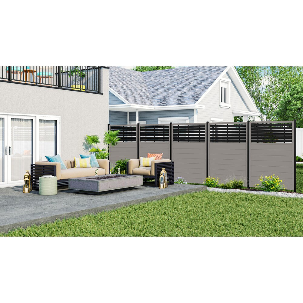 Panneau de clôture de confidentialité en vinyle de 4' x 6' pour panneau décoratif de 2' x 4', gris ardoise