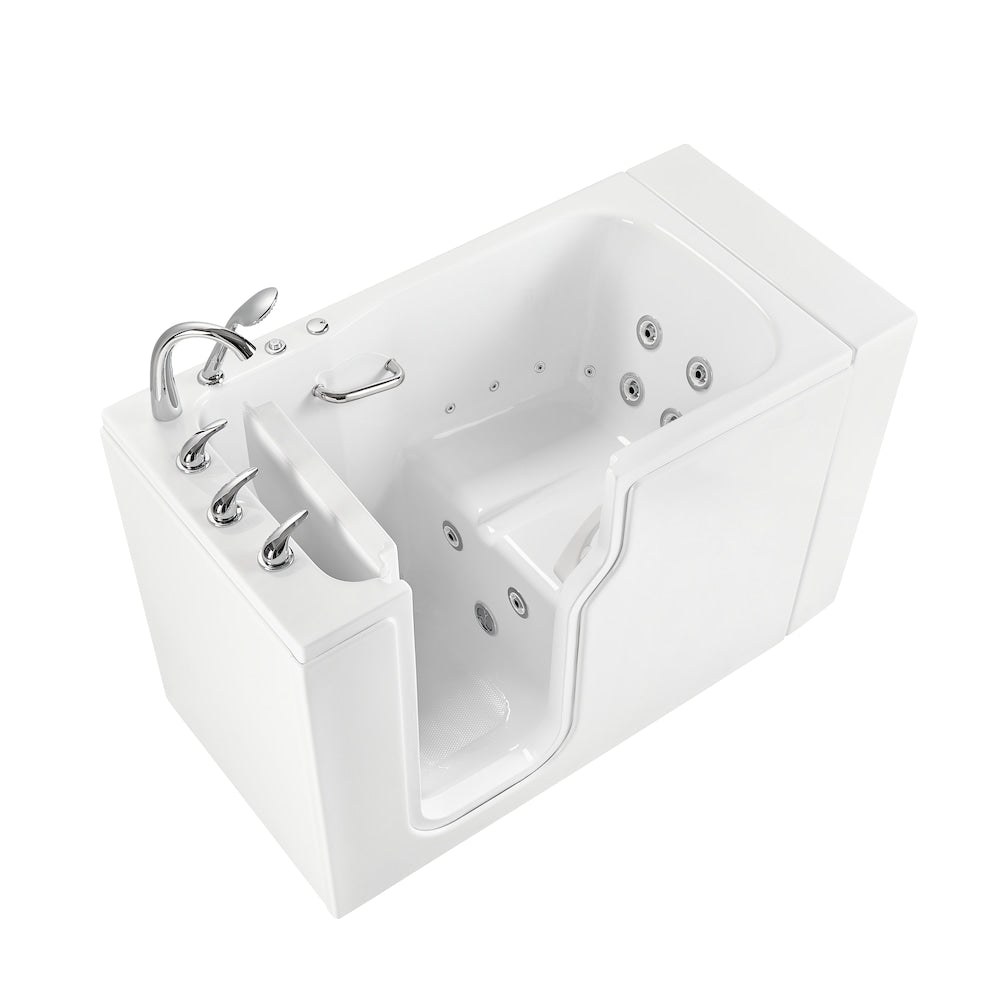 Baignoire balnéo standard de 52 po x 30 po en blanc avec drain à gauche et porte à gauche