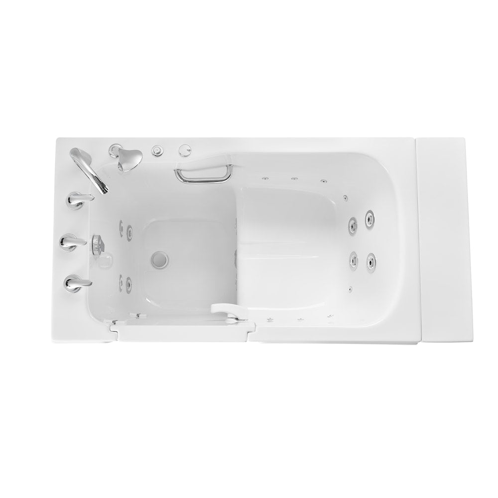 Baignoire balnéo standard de 52 po x 30 po en blanc avec drain à gauche et siège chauffant