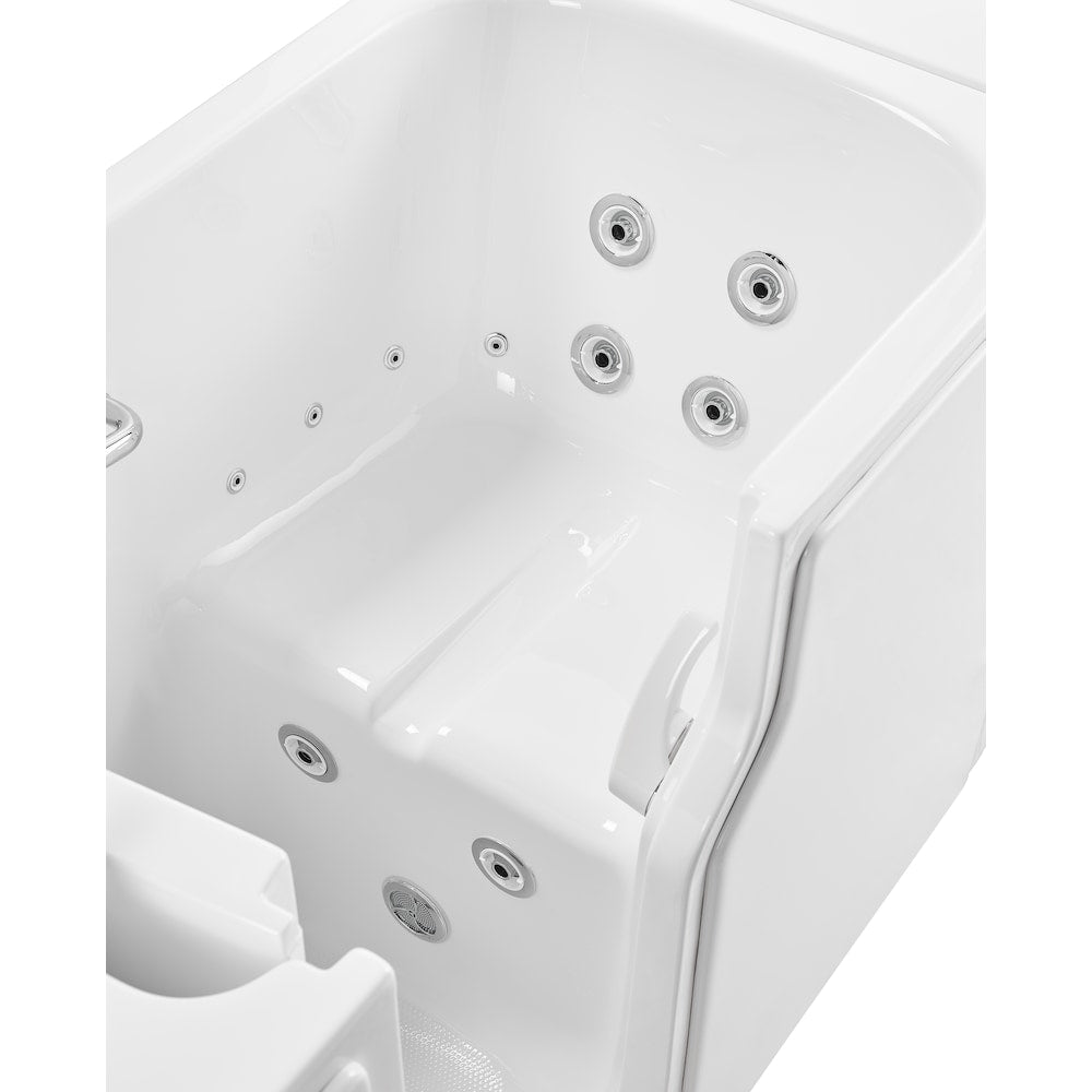 Baignoire balnéo standard de 52 po x 30 po en blanc avec drain à gauche et siège chauffant
