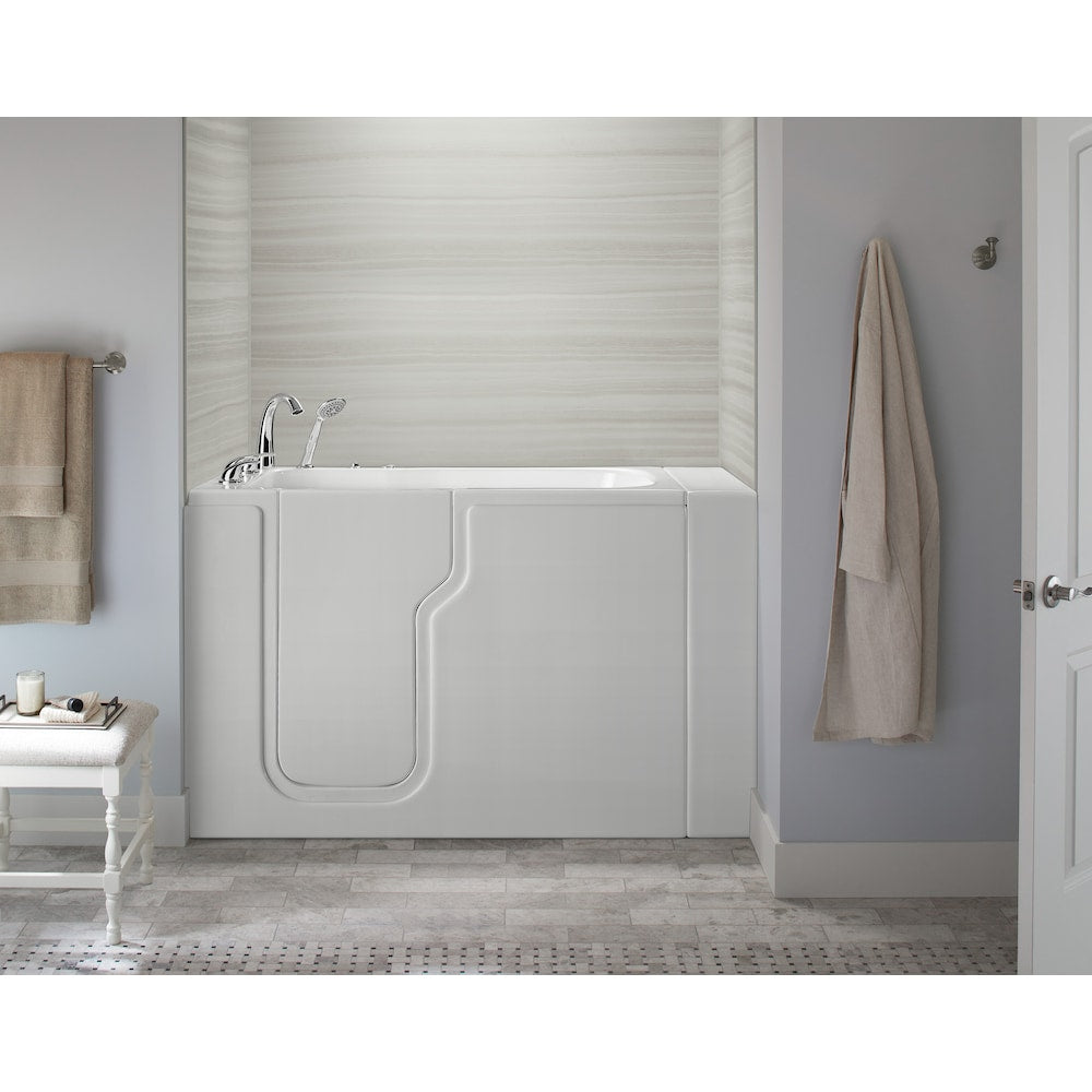 Baignoire balnéo standard de 52 po x 30 po en blanc avec drain à gauche et siège chauffant
