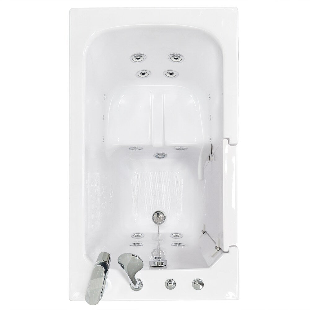Baignoire balnéo Flow de 48 po x 28 po en blanc avec drain à gauche et porte à gauche