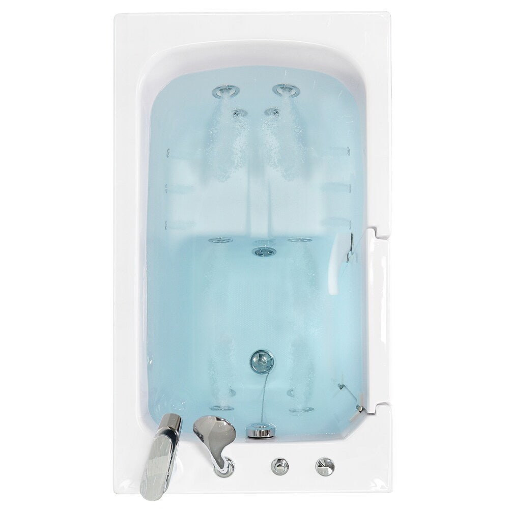 Baignoire balnéo Flow de 48 po x 28 po en blanc avec drain à gauche et porte à gauche