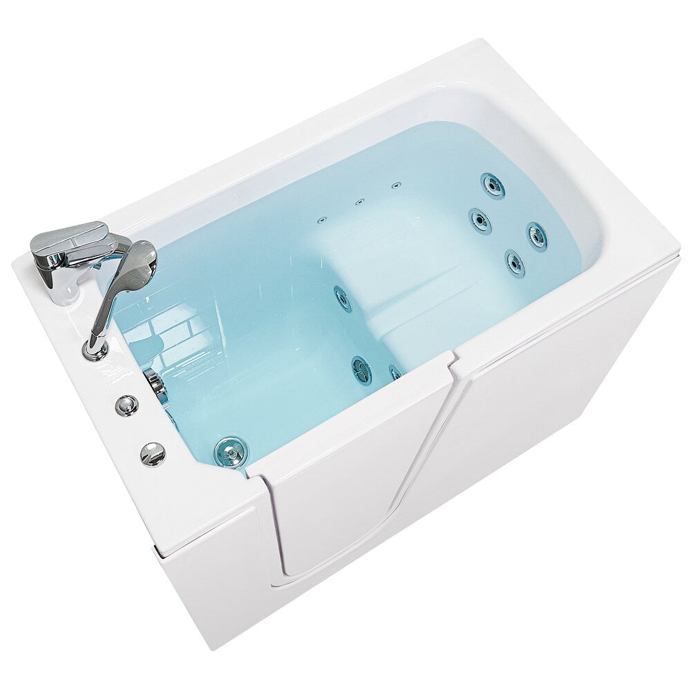Baignoire balnéo Flow de 48 po x 28 po en blanc avec drain à gauche et porte à gauche