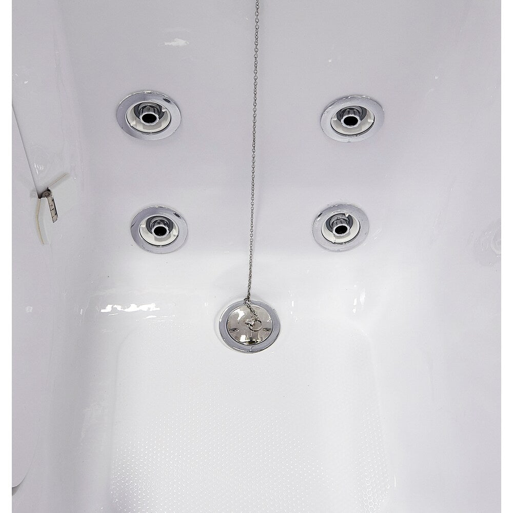 Baignoire balnéo Flow de 48 po x 28 po en blanc avec drain à gauche et siège chauffant
