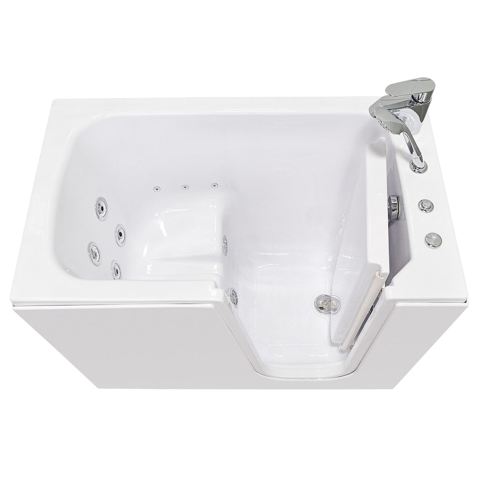 Baignoire balnéo Flow de 48 po x 28 po en blanc avec drain à droite et porte à droite